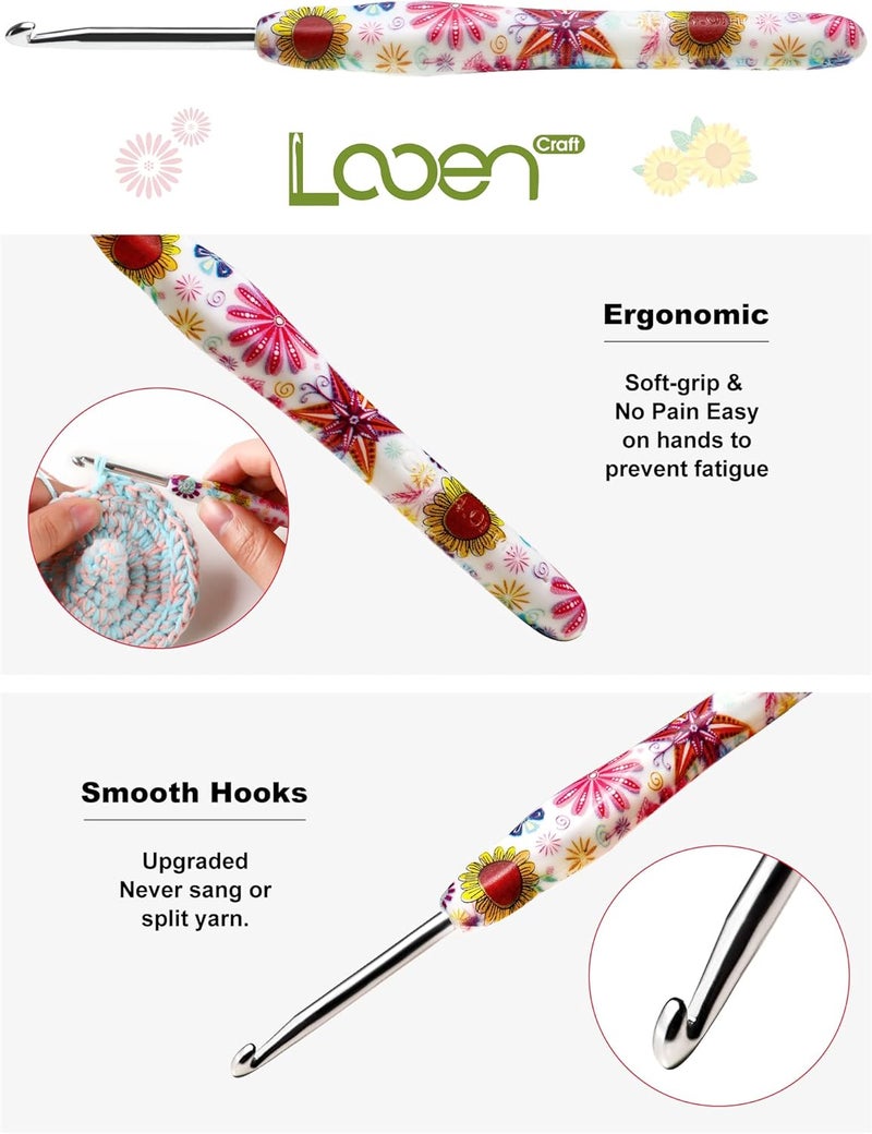 LOOEN 10mm Crochet Hook, Ergonomic Handle for Arthritic Hands, Soft Rubber Grip Extra Long Knitting Needles for Beginners and Knitting Crocheting Yarn (10mm) - Image 4